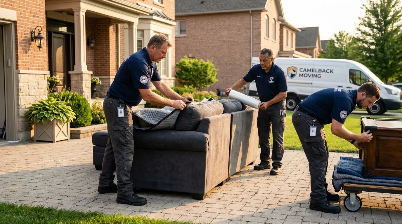 Large estate moving crew wrapping furniture in Saint Simons Island, GA