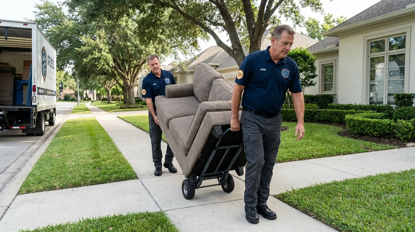 Local residential moving crew loading furniture in Saint Simons Island, GA