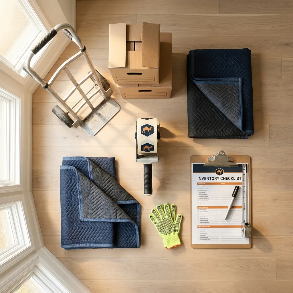 Professional moving supplies and packing materials layout for Saint Simons Island residential relocations